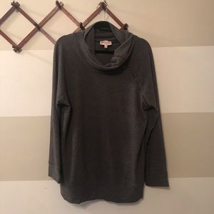 ModCloth Charcoal gray side zip cowl sweater